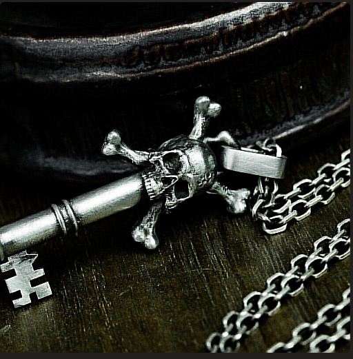 Heavy Chrome Skull Key Necklace